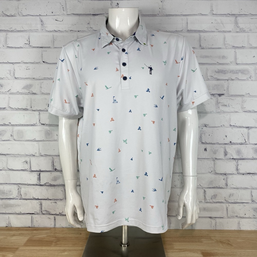 William Murray Shirt Men's Large L Polo Golf Short Sleeve  UFO Birdie Alien Bird